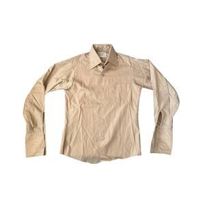 Vintage 70s 80s Hampshire House Van Heusen Khaki Shirt Mens Small Size 14 VTG